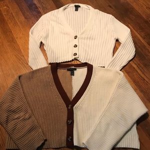 2 Forever 21 cropped cardigan sweaters